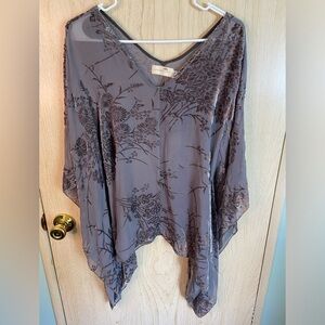 Johnny Was Gray Floral Blouse